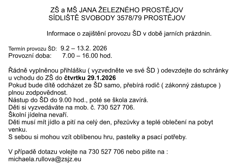 sd jarni prazdniny 2026